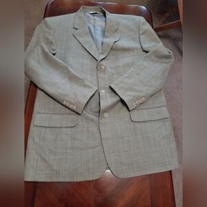 MENS 2pc 44R 38W Tan Pinstripe Suit